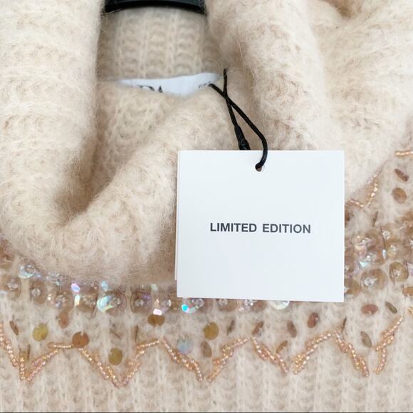 Zara Wool Mohair Blend Beaded Turtleneck Sweater Bloggers Fav Small - Picture 7 of 9